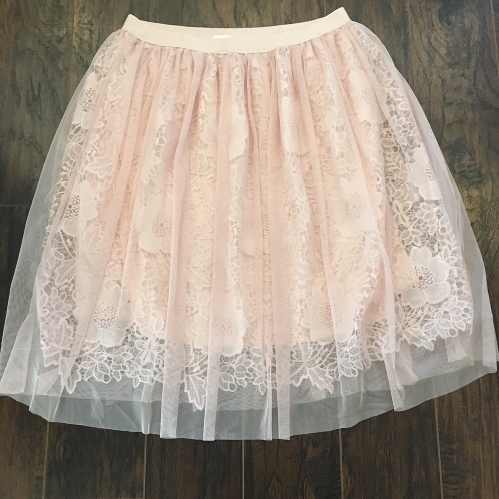 Pink Lace downeast midi skirt size XL